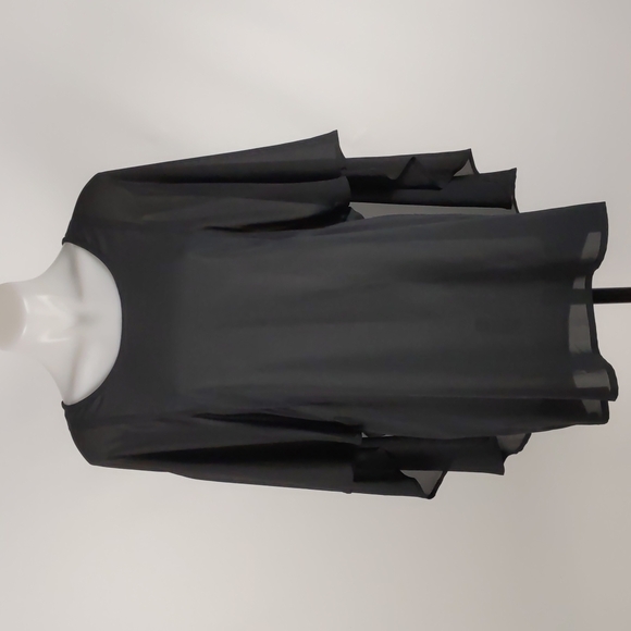 Staple Women's Top Size 10 Black Sheer Cape Tunic Round Neck Kimono Sleeves - Picture 2 of 13